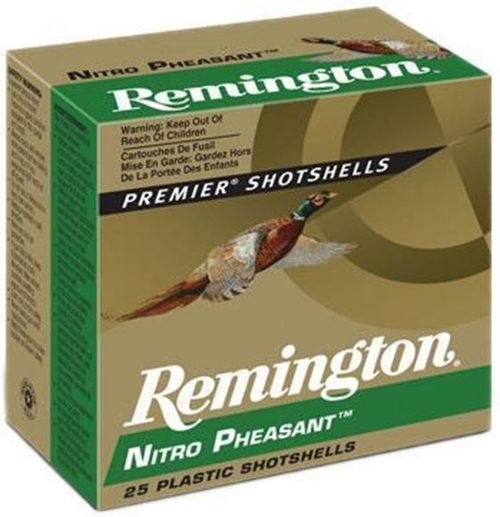 Picture of Remington Upland Loads, Nitro Pheasant Loads Shotgun Ammo - 12Ga, 2-3/4", MAX DE, 1-1/4oz, #5, Copper Plated, 250rds Case, 1400fps