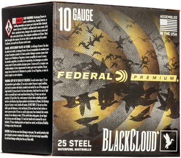 Picture of Federal Premium Black Cloud Steel Shotgun Ammo - 10 Ga, 3-1/2", 1-5/8oz, BB, 25rds Box, 1375fps