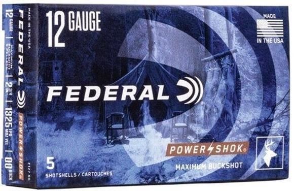 Picture of Federal Power-Shok Shotgun Ammo - 12Ga, 2-3/4'', 00 Buck, 12 Pellets, 1290fps, 5rds Box