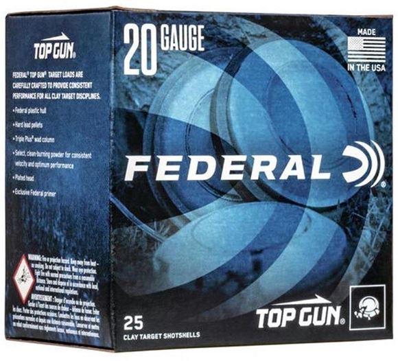 Picture of Federal Top Gun Target Load Shotgun Ammo - 20Ga, 2-3/4", 2-1/2DE, 7/8oz, #9, 25rds Box
