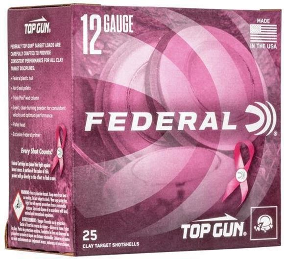 Picture of Federal Top Gun Target Load Shotgun Ammo - 12Ga, 2-3/4", 2-3/4DE, 1-1/8oz, #8, Pink, 250rds Case