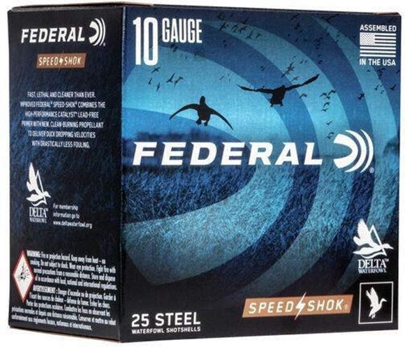 Federal Speed-Shok Waterfowl Load Shotgun Ammo - 10Ga, 3-1/2", 1-1/2oz, BB, Steel, 1450fps, 25rds Box