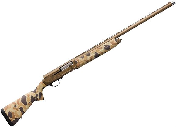 Picture of Browning A5 Wicked Wing Vintage Tan Camo Semi-Auto Shotgun -12Ga, 3-1/2", 28", Lightweight Profile, Vented Rib, Burnt Bronze Cerakote Camo Alloy Receiver, Composite Stock, 4rds, Fiber Optic Front & Ivory Mid Bead, Invector DS Extended (F,M,IC)