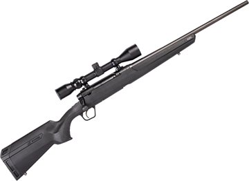 Picture of Savage Arms Axis Series Axis XP Compact Bolt Action Rifle - 7mm-08, 22", Matte Black, Rugged Black Synthetic Stock, 4rds, w/ Weaver Kaspa 3-9x40mm Scope