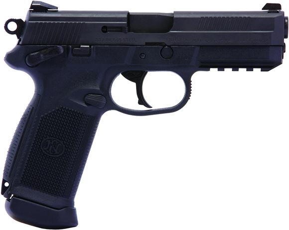 Picture of FN Herstal (FNH) FNX-45 DA/SA Semi-Auto Pistol - 45 ACP, 4.5", Cold Hammer-Forged Stainless Steel, Black Steel Slide, Black Polymer Frame, 3x10rds, Fixed 3-Dot Sights
