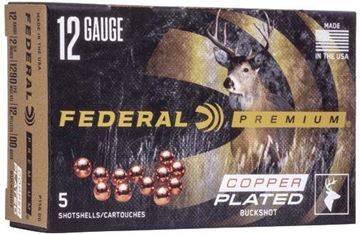 Picture of Federal Vital-Shok Shotgun Ammo - 12Ga, 2-3/4", Magnum, 12 Pellet 00 Buckshot, Copper-Plated, 5rds Box