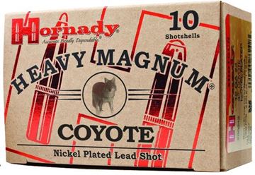 Picture of Hornady Heavy Magnum Coyote Shotshell - 12ga, 3", #BB, Nickel Plated, 1-1/2oz, 4 Dr, 1300 fps, 10 Rds Box