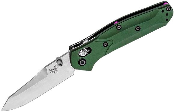 Picture of Benchmade Knife Company, Knives -  Mini Osbourne, Reverse Tanto, 3.4" Blade, Green Anodized Aluminum, Reversable Tip Up Clip, Plain Edge, Weight: 2.00oz. (56.70g)