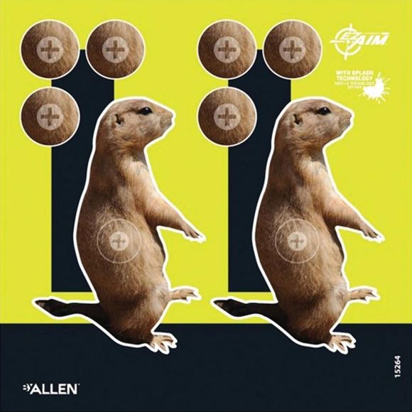 Picture of Allen Shooting Accessories, Targets/Throwers - EZ-Aim Non-Adhesive Splash Prairie Dog Target, 6pk, 8''x8'', Yellow and Black
