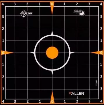 Picture of Allen Shooting Accessories, Targets/Throwers - EZ-Aim Adhesive Splash Sight-In Target, 8"x8", 6 Pack, Orange and Black