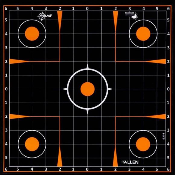 Picture of Allen Shooting Accessories, Targets/Throwers - EZ Aim Adhesive Sight-In Target, 5 Targets Per Pack