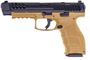 Picture of Heckler & Koch (H&K) SFP9L-OR PB RAL8000 Striker SA Semi-Auto Pistol - 9mm, 5", Polygonal Profile, Blued, Two Tone FDE Fiber-Reinforced Polymer Grip Frame, Optic Ready, Night Sights, Lower Rail, Ported Slide, Push-Button Mag Release, 2x10rds