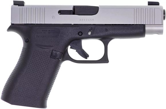 Picture of Glock 48 Gen5 AMGLO Standard Safe Action Semi-Auto Pistol - 9mm, 4.173, Black Frame & Silver Slide, 2x10rds, AmeriGlo Bold Sights, Slimline, Front Serrations, Made in USA