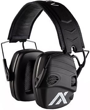 Picture of Axil Hearing Protection - TRACKR Series Electronic Ear Muffs, 25 dB NRR, Enhance 8x Hearing, Automatically Blocks Sounds Over 85 dB, Audio Input Jack, Black, x2 AAA Batteries