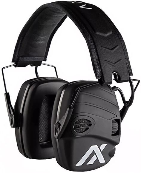 Picture of Axil TRACKR Series Electronic Ear Muffs, 25 dB NRR, Enhance 8x Hearing, Automatically Blocks Sounds Over 85 dB, Audio Input Jack, Green, x2 AAA Batteries