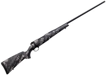 Picture of Weatherby Mark V Backcountry TI 2.0 Bolt-Action Rifle - 6.5 Wby RPM, 24" Fluted Barrel, #2 Contour, Cerakote Finish, Graphite Black,Grey and White Sponge Accents, Carbon Fiber Stock, Muzzle Brake, 4 Rounds