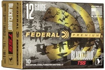 Picture of Federal Premium Black Cloud TSS Steel Shotgun Ammo - 12Ga, 3", 1-1/4oz, 60% #7 Heavyweight TSS, 40% #BB Flitestopper Steel, 10 rds Box, 1450fps, With Flitecontrol Flex Wad