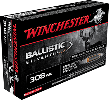 Picture of Winchester Supreme Ballistic SilverTip Rifle Ammo - 308 Win, 168Gr, Ballistic Silvertip, 20rds Box