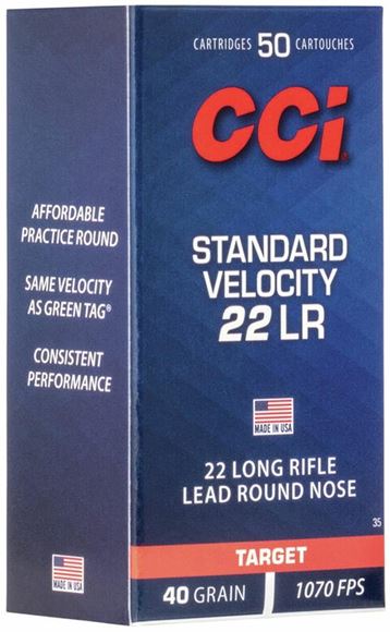 Picture of CCI Target/Plinking Rimfire Ammo - Standard Velocity, 22 LR, 40Gr, LRN, 5000rds Case, 1070fps