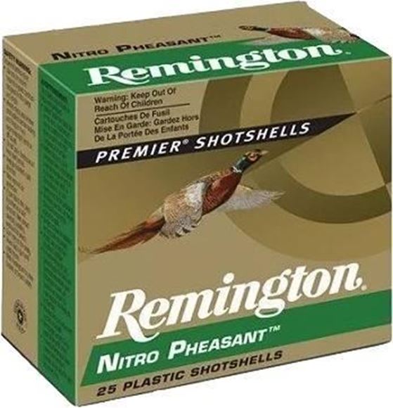 Picture of Remington Upland Loads, Nitro Pheasant Load Shotgun Ammo - 20Ga, 3", MAX DE, 1-1/4oz, #6, Copper-Plated, 25rds Box, 1185fps