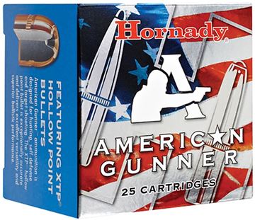 Picture of Hornady American Gunner Handgun Ammo - 9mm Luger +P, 124Gr, XTP American Gunner, 25rds Box