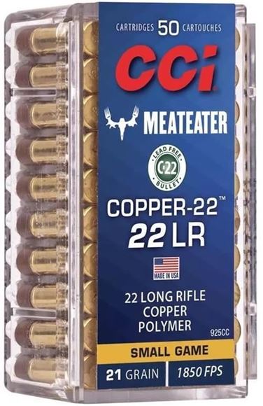 Picture of CCI Copper-22 Rimfire Ammo - Copper Polymer, 22 LR, 21Gr, RN, 500rds Brick, 1850fps
