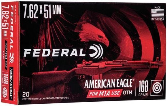 Picture of Federal American Eagle Rifle Ammo - 7.62x51 NATO, 168Gr, Open Tip Match, Design for M1A,  200rds Case