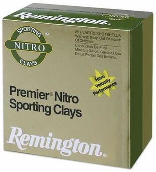 Picture of Remington Target Loads, Premier Nitro Gold Sporting Clays Target Loads Shotgun Ammo - 12Ga, 2-3/4", MAX DE, 1-1/8oz, #8, Extra Hard STS Target Shot, 250rds Case, 1300fps