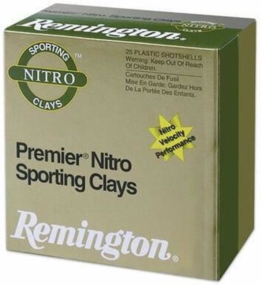 Picture of Remington Target Loads, Premier Nitro Gold Sporting Clays Target Loads Shotgun Ammo - 12Ga, 2-3/4", MAX DE, 1oz, #7-1/2, Extra Hard STS Target Shot, 250rds Case, 1350fps