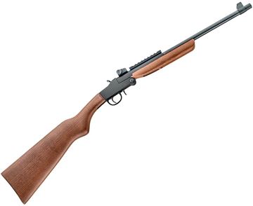 Picture of Chiappa Little Badger Deluxe Single Shot Rimfire Rifle - 22 LR, 16-1/2", Matte Black, Deluxe Wood Stock Stock, Fixed Front & M1 Type Adjustable Rear Sights