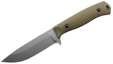 Picture of Benchmade Knife Company, Anonimus Fixed Blade, 5" Plain Drop-Point CPM-CruWear Steel Blade With Tungsten Grey Cerakote Finish, G10 OD Green Handle, Boltaron Sheath With Ferro-Rod Loop, 7.72oz (218.86g)