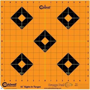 Picture of Caldwell Shooting Supplies Paper Targets - Orange Peel Sight-In Targets, 16", Orange, Adhesive-Backed, Featuring Dual-Color Flake-Off Technology, 12 Sheets Pack