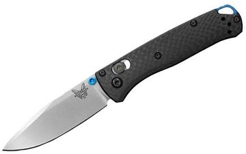 Picture of Benchmade Knife Company, Knives - Mini Bugout, AXIS Mechanism, 2.82" S90V Blade, Carbon Fiber Handle, Mini Deep Carry Reversable Clip, Drop-Point, Plain Edge, Lanyard Hole, Weight: 1.62oz (45.93g)