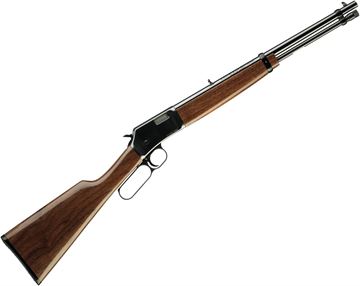 Picture of Browning BL-22 Micro Midas Rimfire Lever Action Rifle - 22 S,L,LR, 16-1/4", Light Sporter Contour, Polished Blued, Gloss Grade I Black American Walnut Stock w/Straight Grip, 11rds, Steel Blade Front & Adjustable Folding Rear Sights