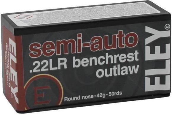 Picture of ELEY Rimfire Ammo - Semi-Auto Benchrest Outlaw, 22 LR, 42Gr, Round Nose, 50rds Box
