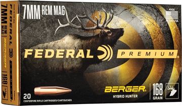 Picture of Federal Premium Rifle Ammo - 7mm Rem Mag, 168Gr, Berger Hybrid Hunter, 20rds Box
