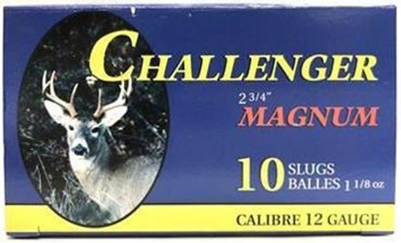 Picture of Challenger Hunting Loads Shotgun Ammo - Magnum Slug, 12Ga, 2-3/4", 1-1/8oz, Slug, 200rds Case, 1610fps