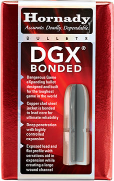 Picture of Hornady 45054 Dangerous Game Rifle Bullets 45 Cal .458 500 Gr Dgx Bonded, 50 Rnds