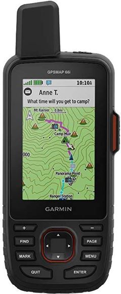 Picture of Garmin, Satellite GPS Communicator - GPSMAP 66i, TOPO Mapping, 2-Way Text & SOS, Birdseye Imagery, Weather, Compatible w/ Garmin Explore App., IPX7 Waterproof, 35hrs Default - 200hrs Expedition Mode, Carabiner & USB Cable Inc.