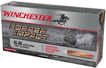 Picture of Winchester Copper Impact Rifle Ammo - 6.8 Western, 162Gr, Solid Copper Polymer Tip, 20rds Box