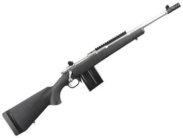 Picture of Ruger Gunsite Scout Bolt Action Rifle - 308 Win, 16.1", Threaded w/Muzzle Brake, Matte Stainless, Black Synthetic Stock w/ Gunsite Logo, 10rds, Post Front & Adjustable Rear Sights