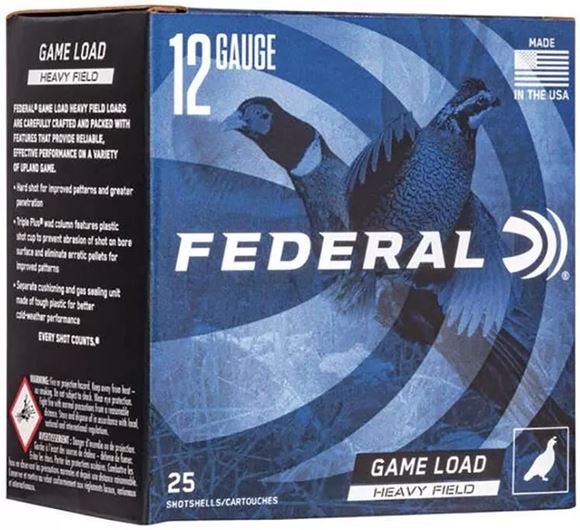 Picture of Federal Game-Shok Upland Heavy Field Load Shotgun Ammo - 12Ga, 2-3/4", 3-1/4DE, 1-1/8oz, #6, 250rds Case, 1255fps
