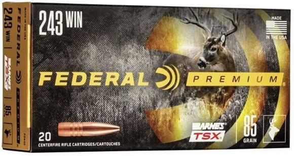 Picture of Federal Premium Vital-Shok Rifle Ammo - 243 Win, 85Gr, Barnes Triple-Shock X, 20rds Box