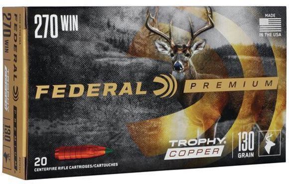 Picture of Federal Premium Vital-Shok Rifle Ammo - 270 Win, 130Gr, Trophy Copper, 200rds Case, 3060fps