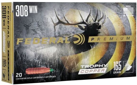 Picture of Federal Premium Vital-Shok Rifle Ammo - 308 Win, 165Gr, Trophy Copper, 200rds Case, 2700fps