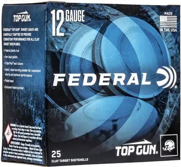 Picture of Federal Top Gun Target Load Shotgun Ammo - 12Ga, 2-3/4", 2-3/4DE, 1-1/8oz, #8, 1145 Fps, 25rds Box