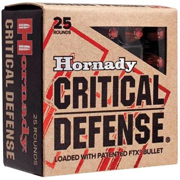 Picture of Hornady Critical Defense Handgun Ammo - 9mm Luger, 115Gr, FTX Critical Defense, 25rds Box