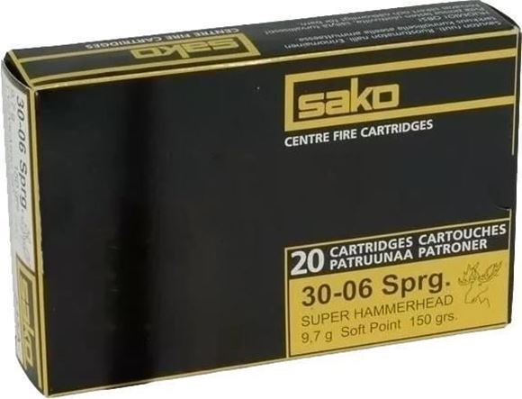 Picture of Sako Rifle Ammo - 30-06 Sprg, 150Gr, Super Hammerhead Bonded Soft Point (235A), 20rds Box