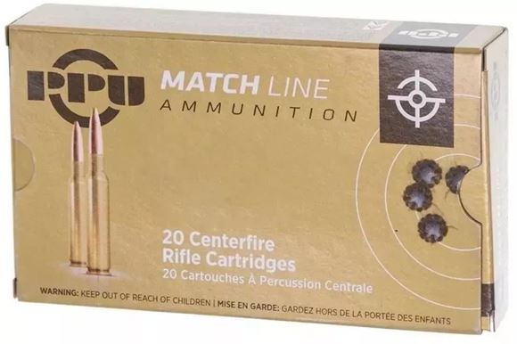 Picture of PPU PPM3081 Match Rifle Ammo 308 Win, HPBT, 155 Gr, 20 Rnd