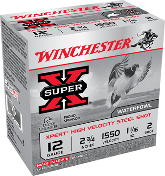 Picture of Winchester XPERT Steel Shot - 12Ga 2-3/4, 1-1/16oz, #2 Shot. 1550 fps, 25rd Box